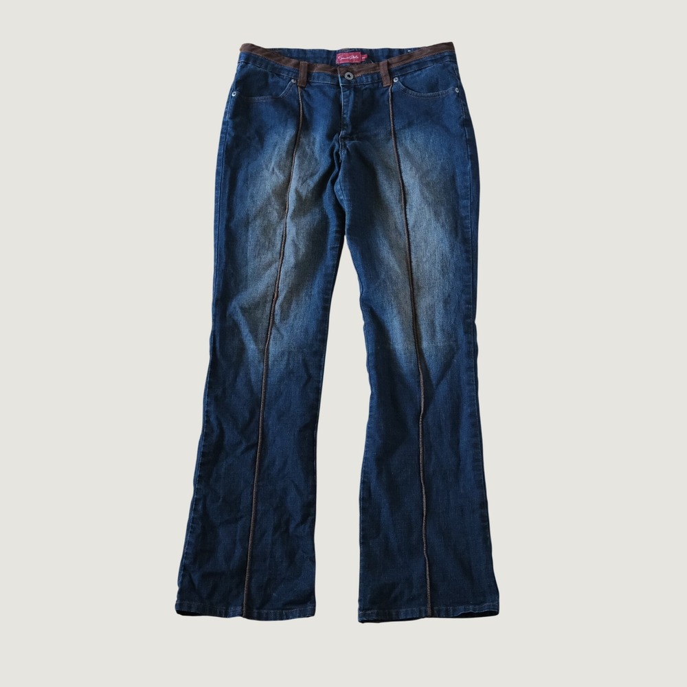 Southpole Jeans Women Blue Contrast Trim Y2K Vintage 7 Flared Streetwear